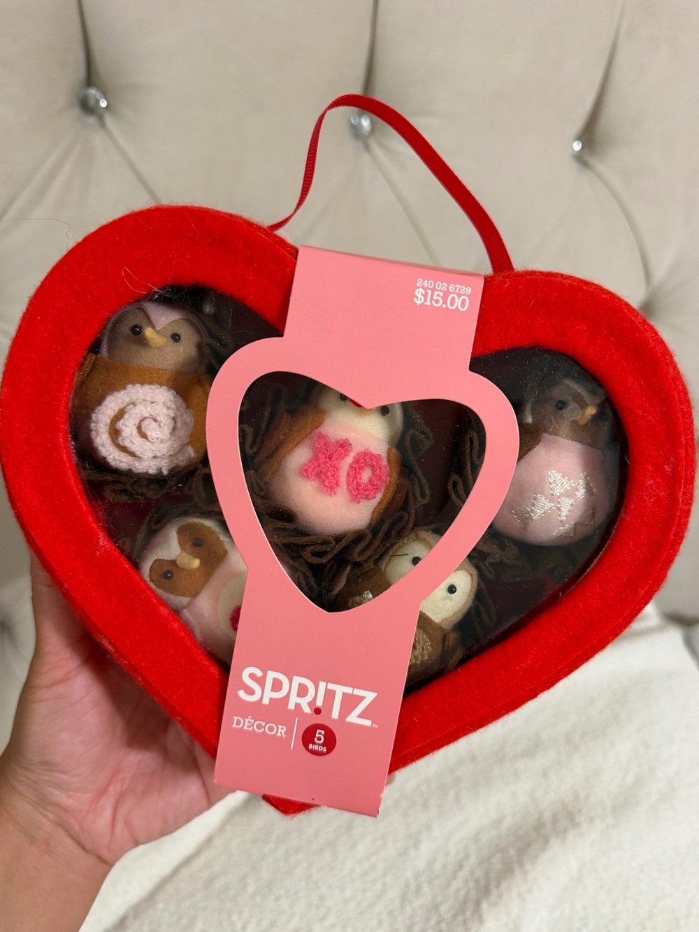 SPRITZ Red Heart-Shaped Small Birds Gift Box Valentine Decorations DISCONTINUED